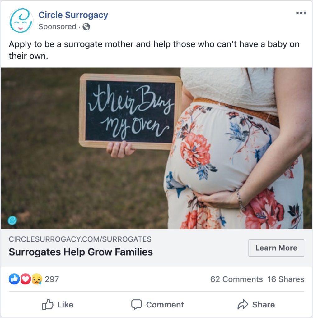 surrogacy facebook ad