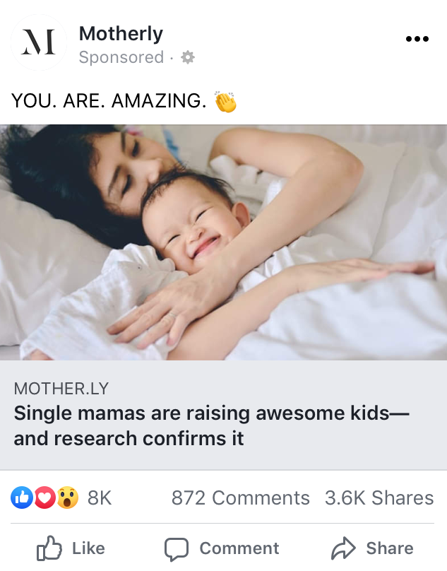 Facebook single moms ad