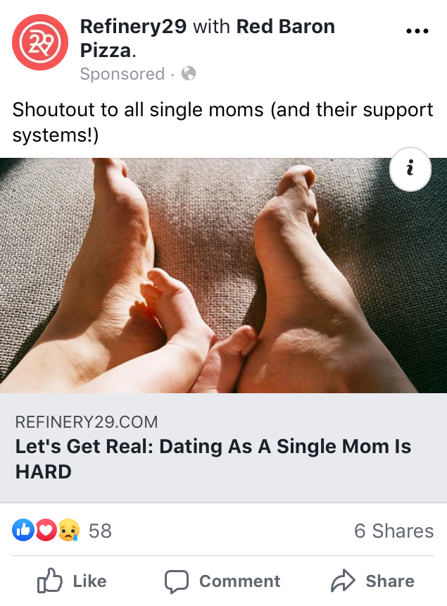 single mom facebook ad