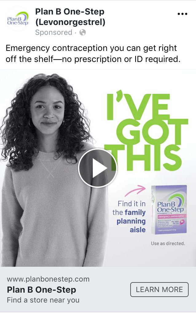 plan b facebook pregnancy ad. 