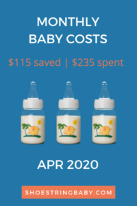 April 2020: Monthly Baby Expenses – $115 Saved