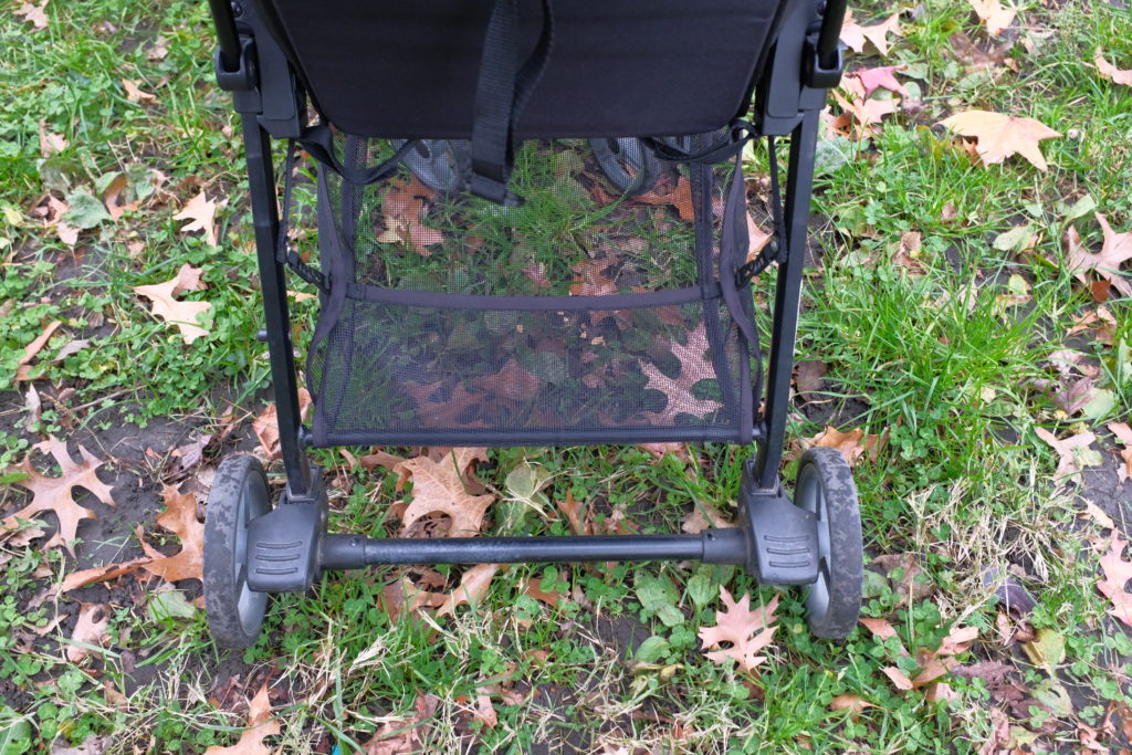 Storage basket under a stroller