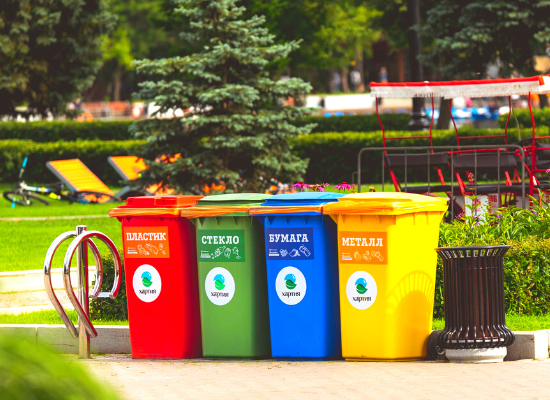 colorful garbage cans