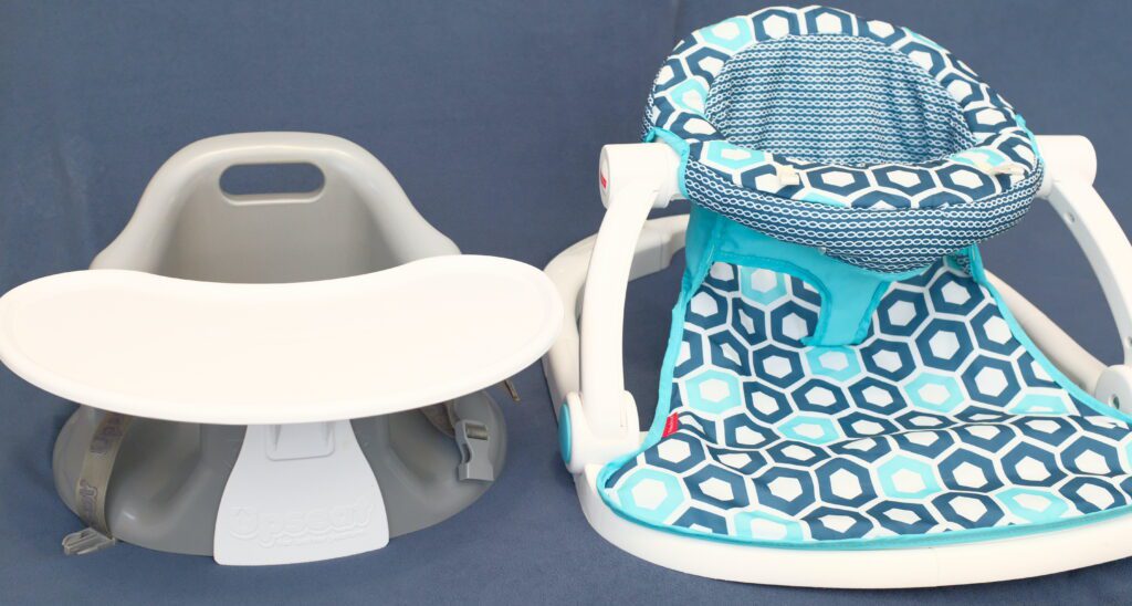 fisher price Sit-Me-Up Seat vs. UpSeat baby floor chair comparison photo