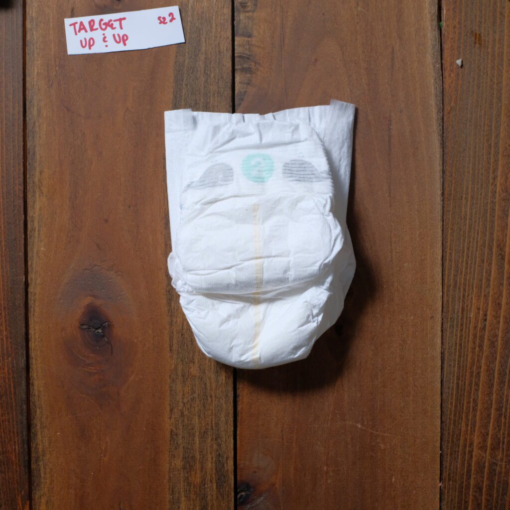 front of a target up & up diaper to show design