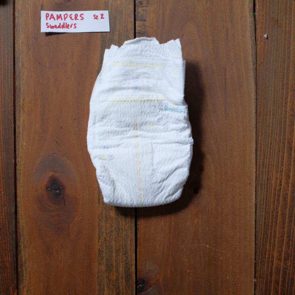 front of a pampers swaddlers diaper to show design