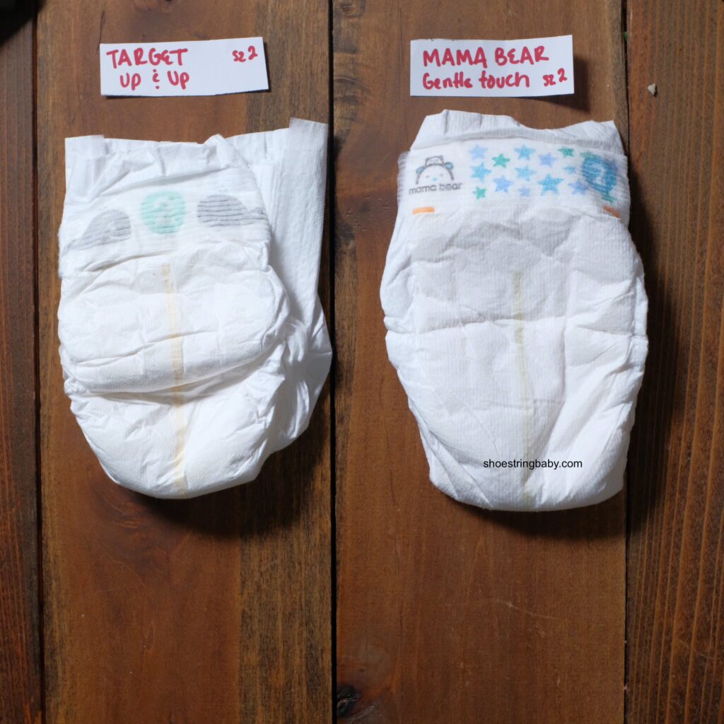 target up & up diaper vs. amazon mama bear diaper side by side comparison