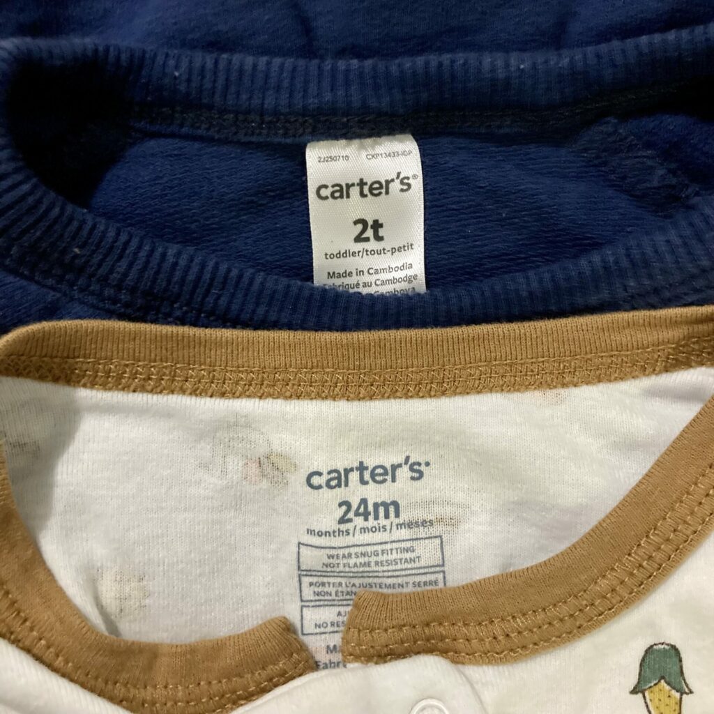 2T vs. 24m size tags on baby clothes