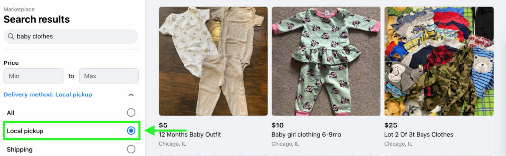 how to find secondhand baby clothes on facecbook marketplace to save money