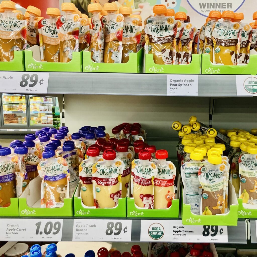 baby and kid snack pouches at lidl