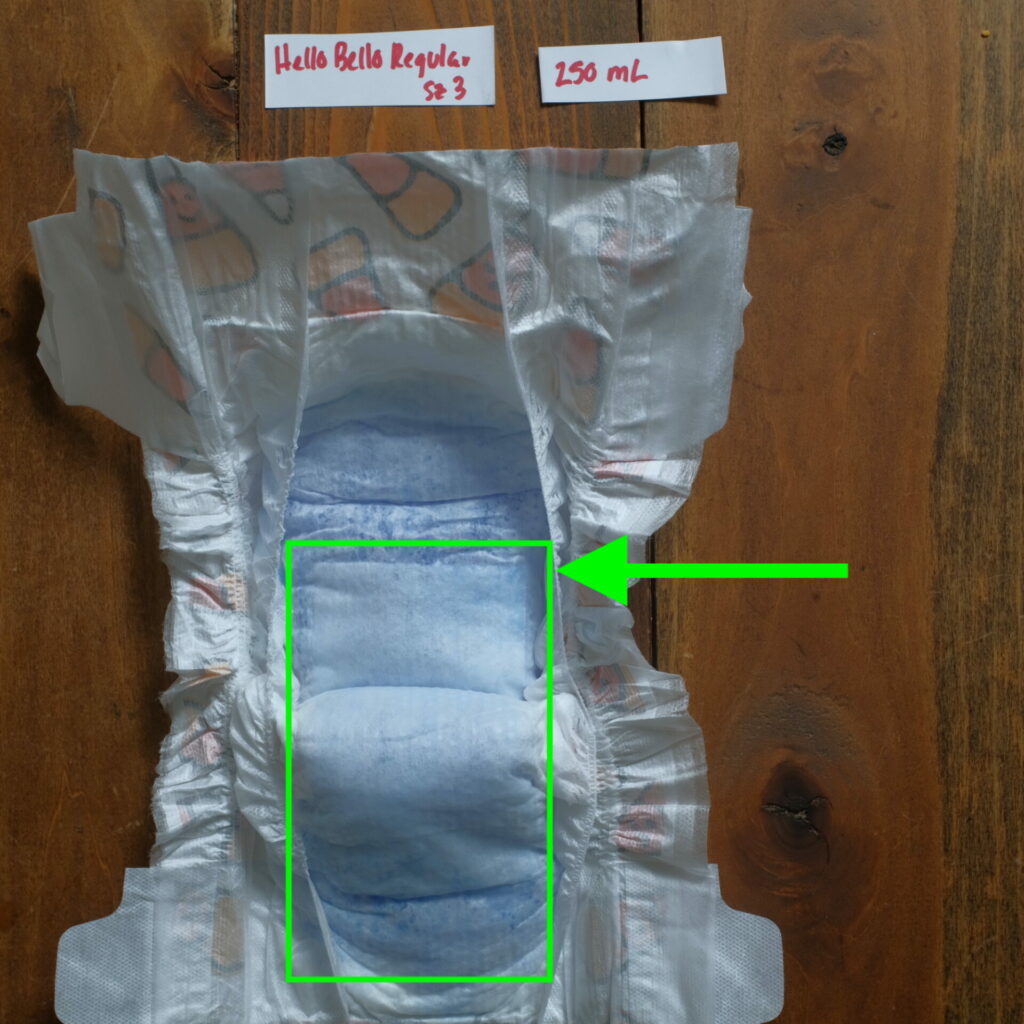 the inside of hello bello diapers showing an absorbent layer