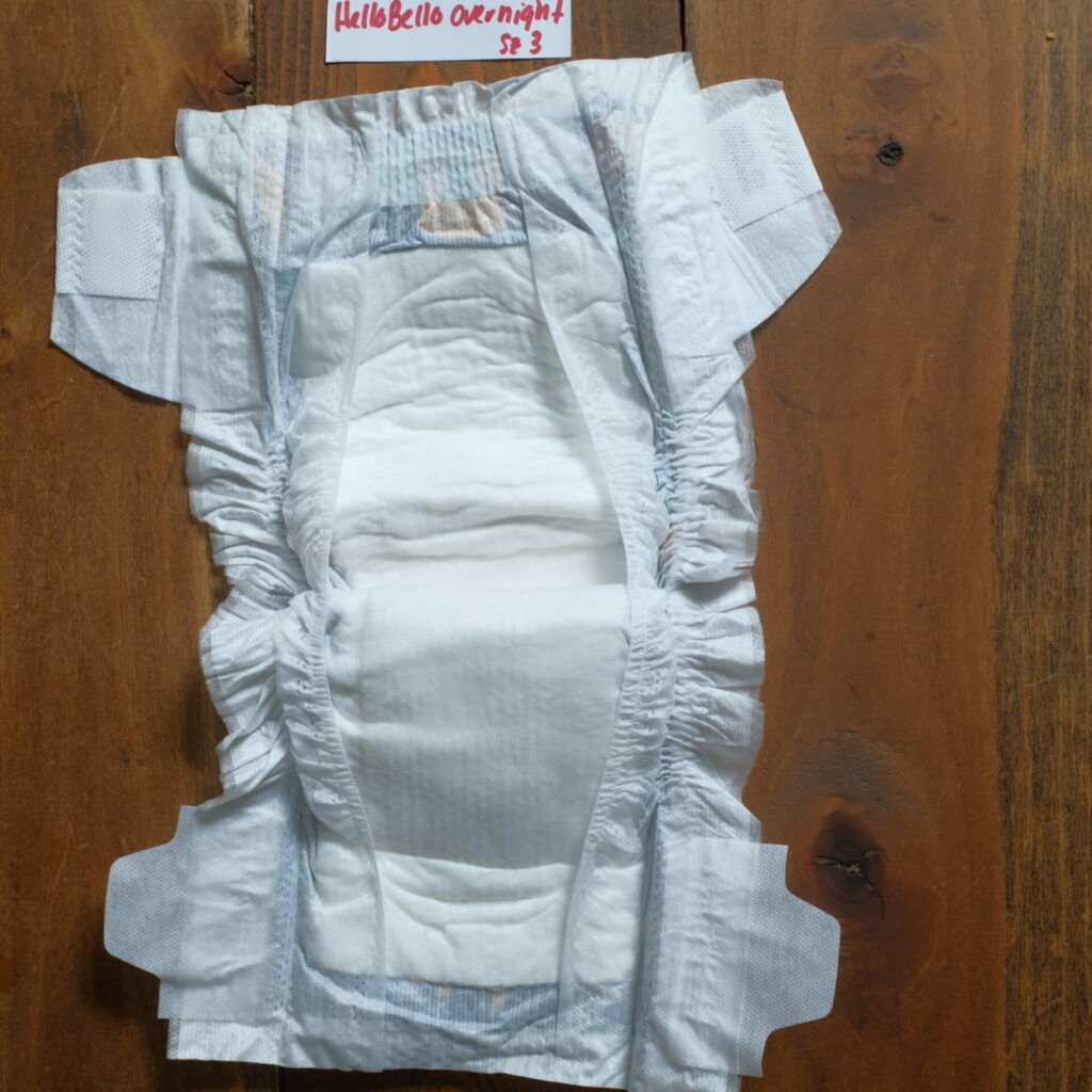 inner lining, tabs and waistband of a hello bello night diaper