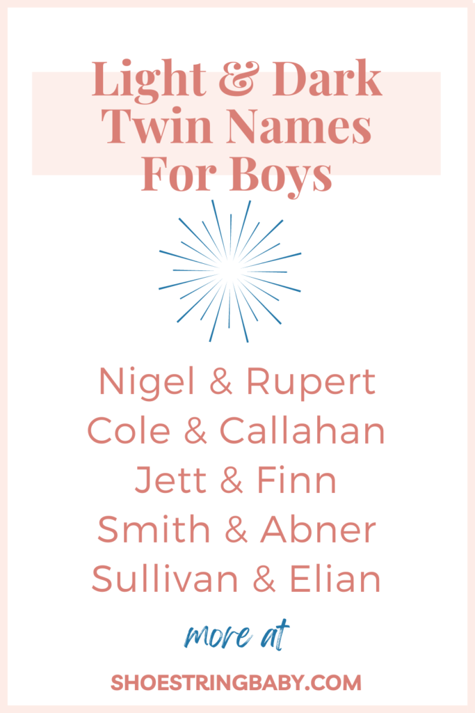 light and dark twin names for boys