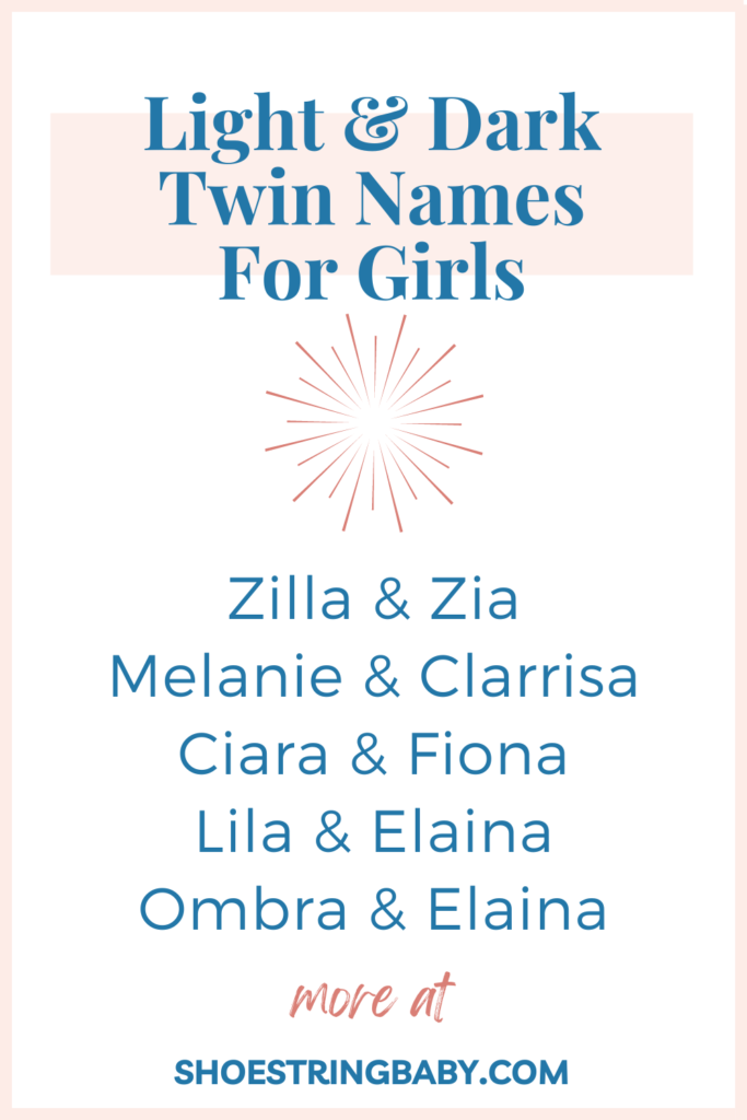 twin names for girls meaning light and dark