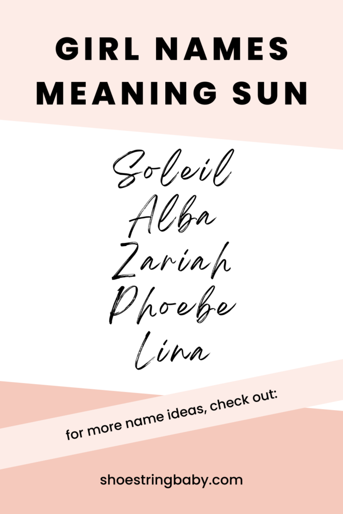 girl names that mean sun