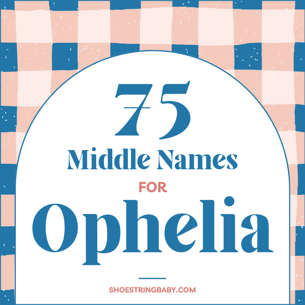 text that says 75 middle names for ophelia with a plaid background