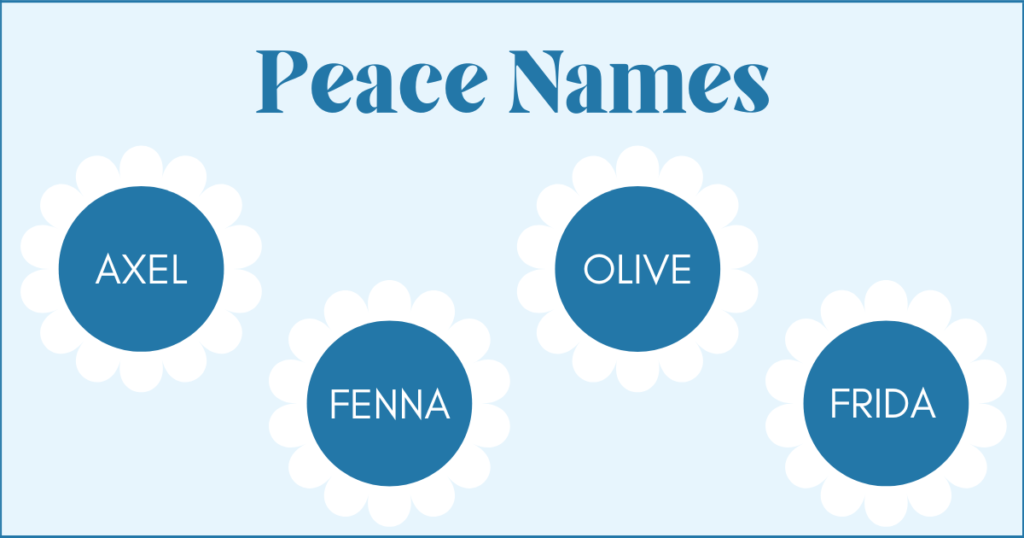 names meaning peace: axel, fenna, olive and frida