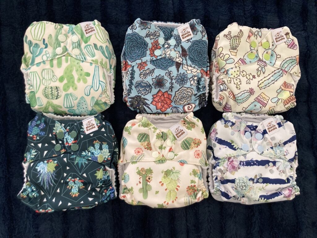 a set of cloth diapers