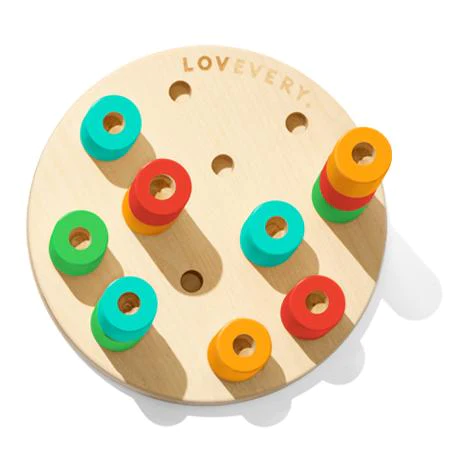 wooden stacking pegboard from lovevery