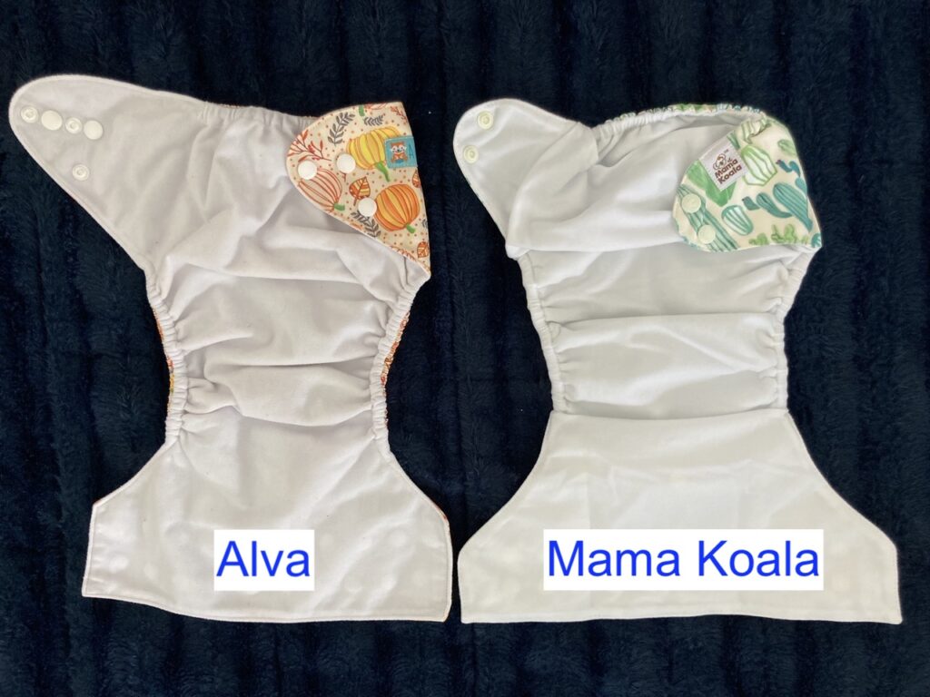 inside comparison of alva vs mama koala cloth diapers