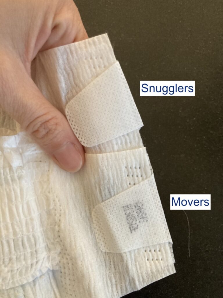 comparison of little movers vs little snugglers diaper tabs