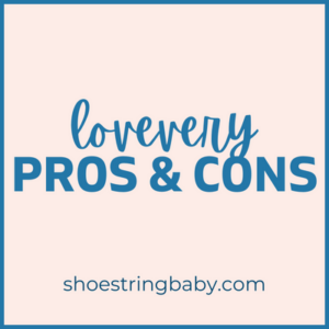 text that says lovevery pros & cons against a peach square background