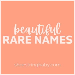 text that says "beautiful rare names" in light peach text on a peach background