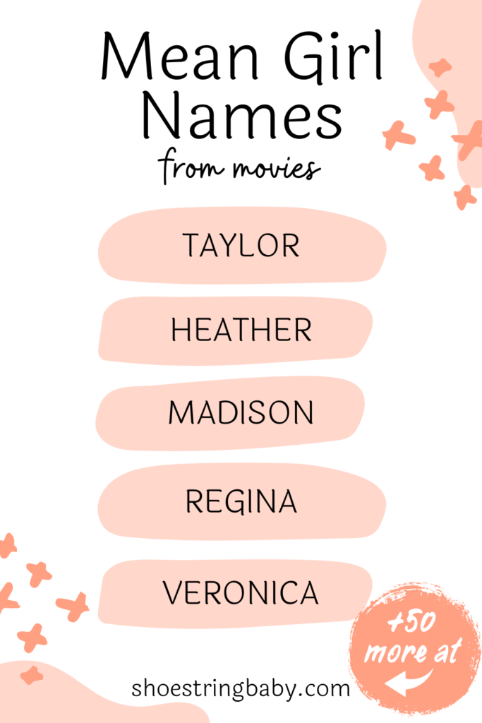 List of Mean girl names from movies: Taylor, Heather, Madison, Regina, Veronica