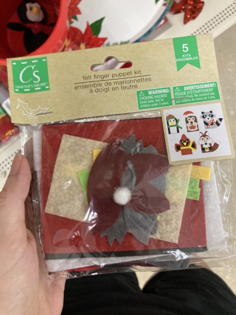 a dollar tree christmas craft kit to make finger puppets