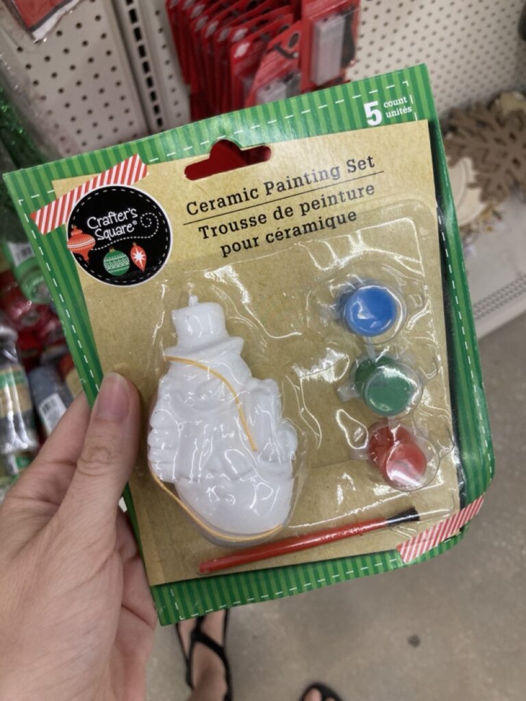 a paint-your-own ornament kit at the dollar tree