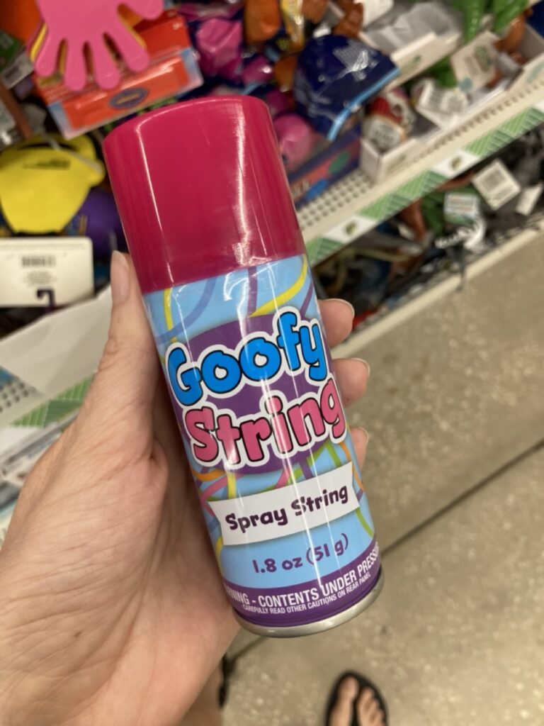 a dollar tree silly string bottle