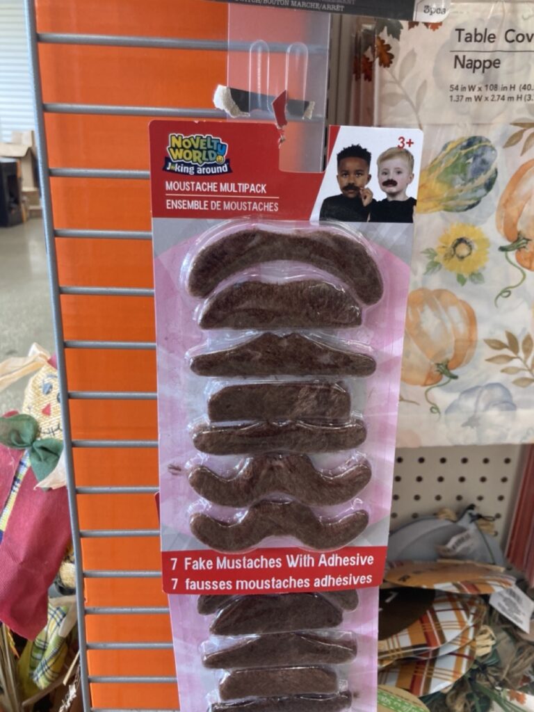 a pack of stick on mustaches
