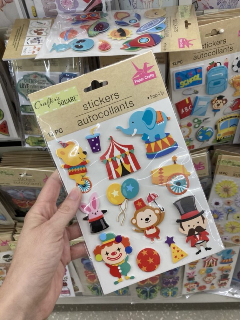 a pack of circus themed stickers