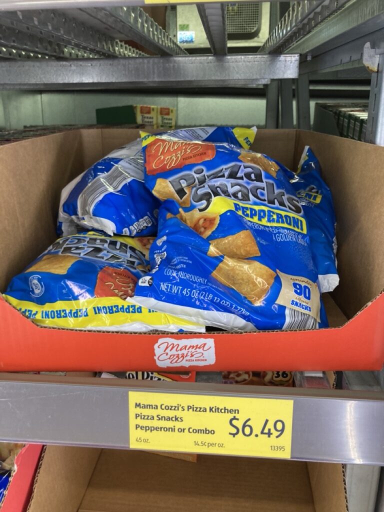bags of pizza bites in the freezer at aldi