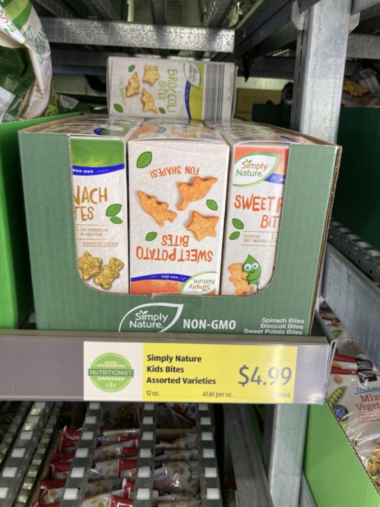 dino shaped sweet potato bites boxes in the aldi freezer