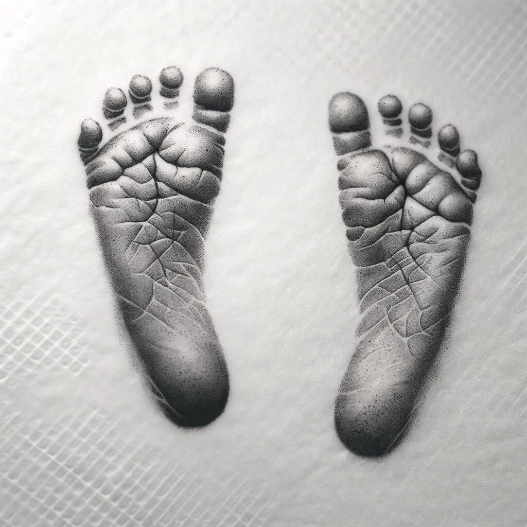 this is a black and white image that looks like baby footprints