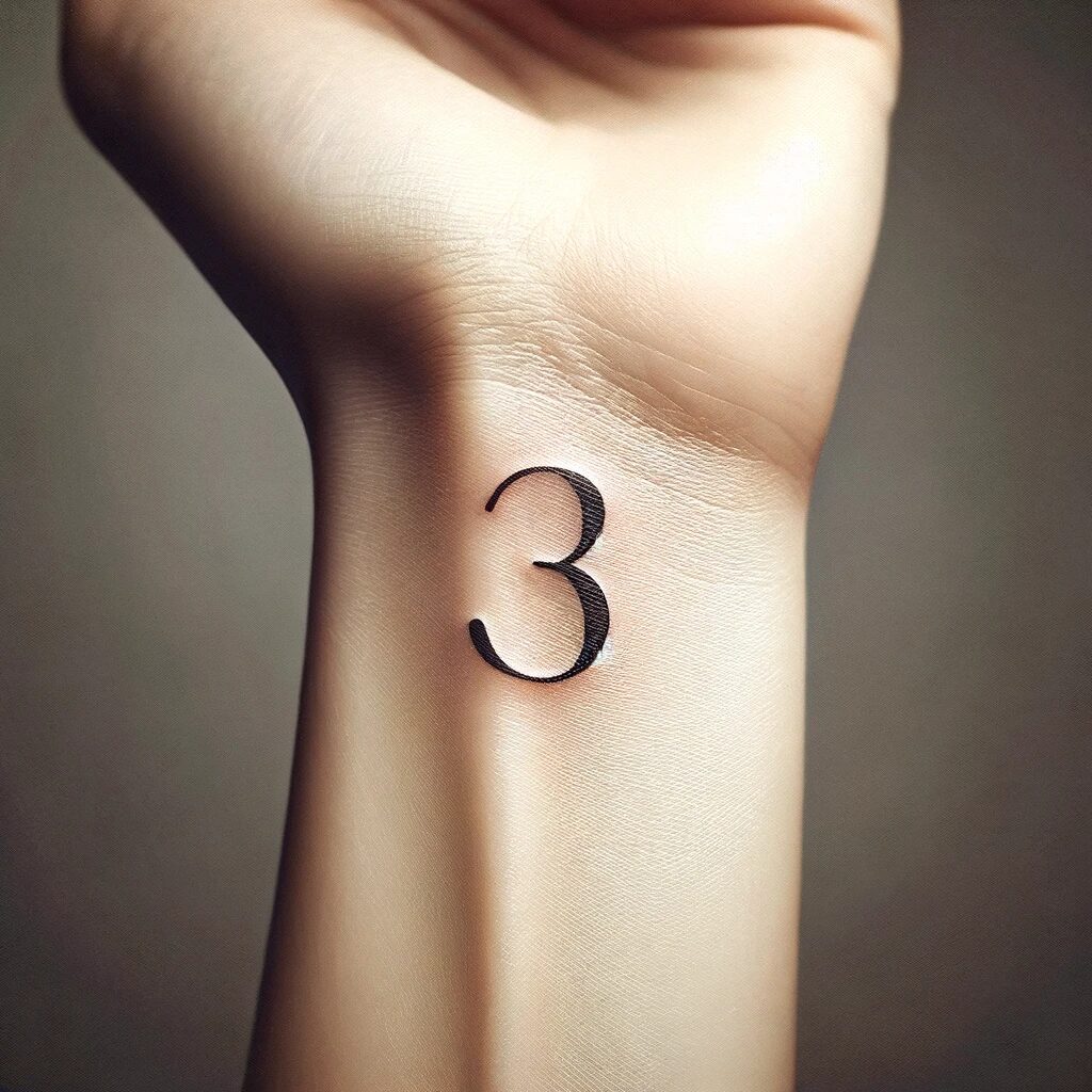 this is a wrist tattoo of the number 3