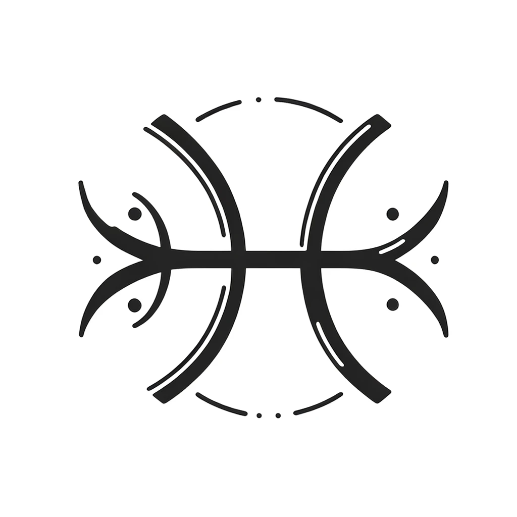 This is a simple black and white graphic of a pisces symbol