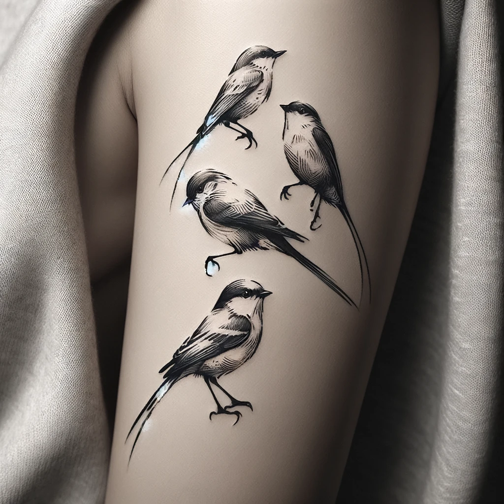 a tattoo on the arm of four birds