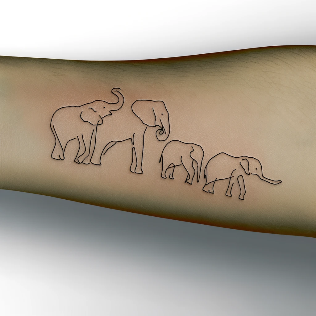 a forearm tattoo of four elephants