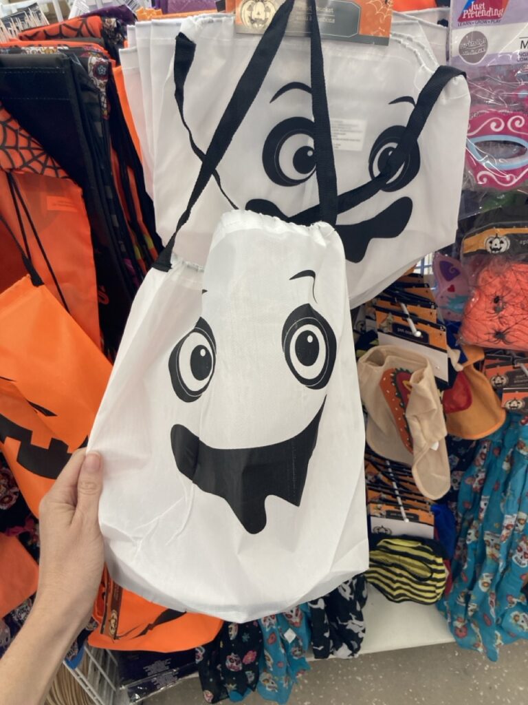bag that looks like a ghost on the dollar store shelf