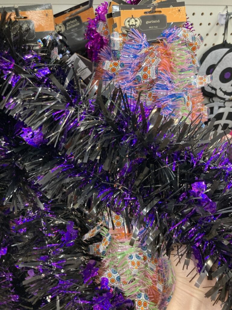 purple silver and black halloween garland