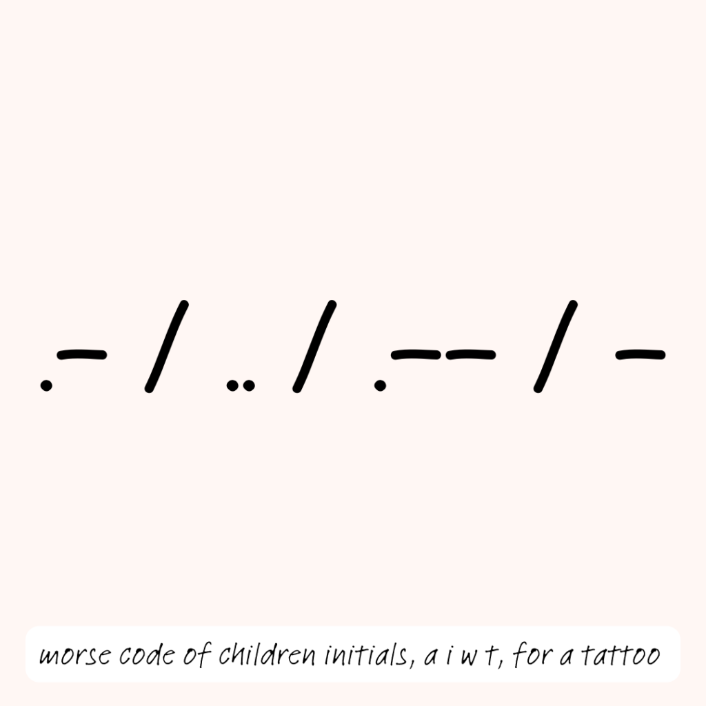morse code of the letters a i w and t