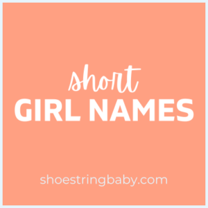 square orange background with white text that says short girl names