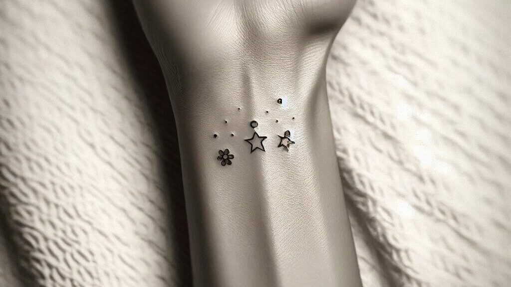 this is a simple small tattoo of stars on a wrist