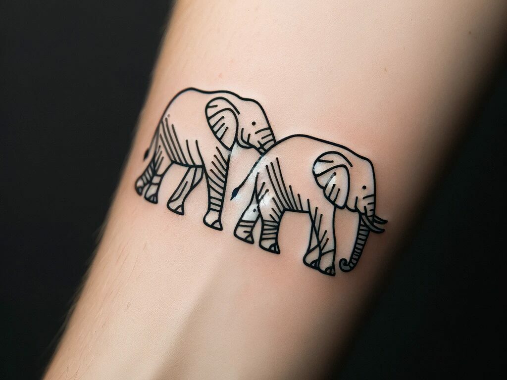 two elephants wrist tattoo