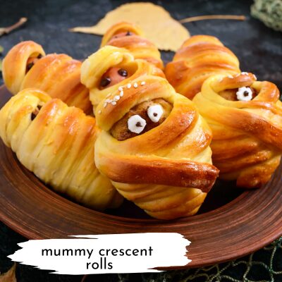 Crescent rolls made to look like mummies