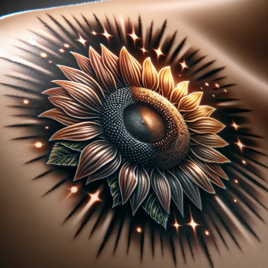 a celestial vibe design of a sunflower