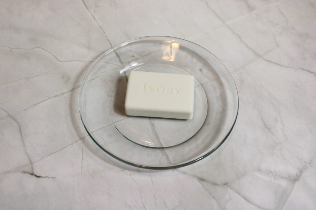Bar of soap in a microwave plate.
