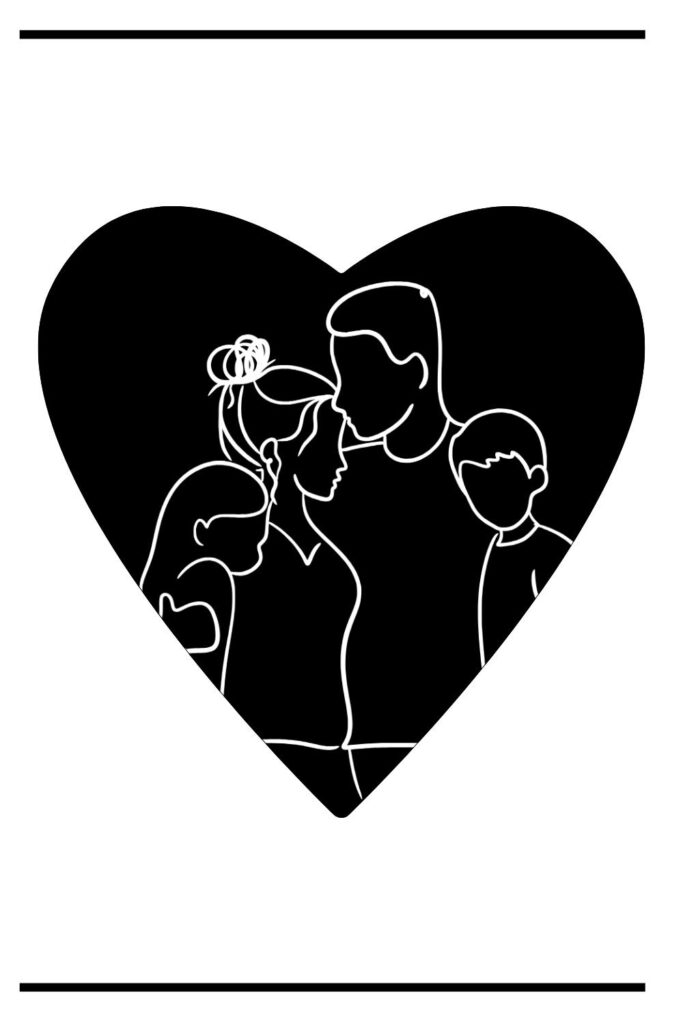 Family heart shaped tattoo on the shoulder.